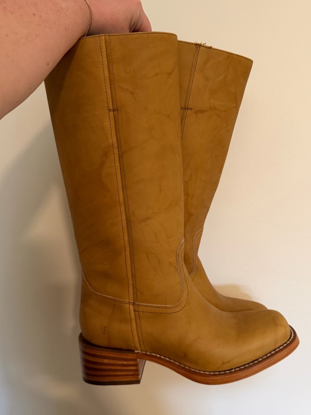 FRYE X Free People Campus 14L Boots, Leather, Yellow, Size 6 - Picture 7 of 10